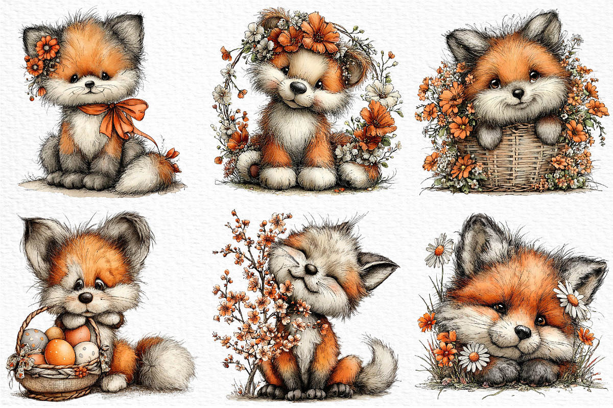Whimsical Spring Fox Clipart Png, an Illustration by Craft Nest (Photo 3 of 11)