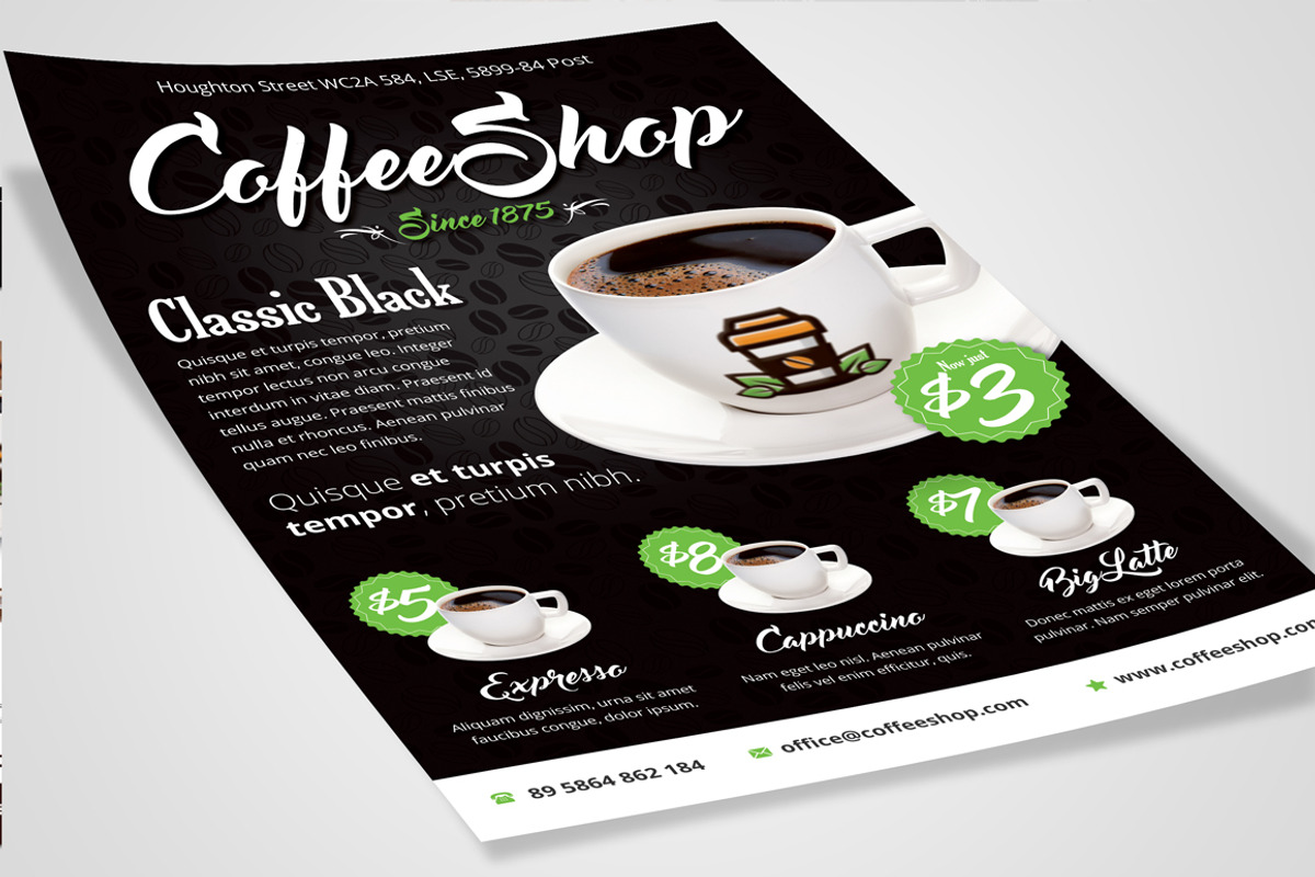 Coffee Shop Flyer Templates, a Flyer Template by buttonpl (Photo 3 of 5)