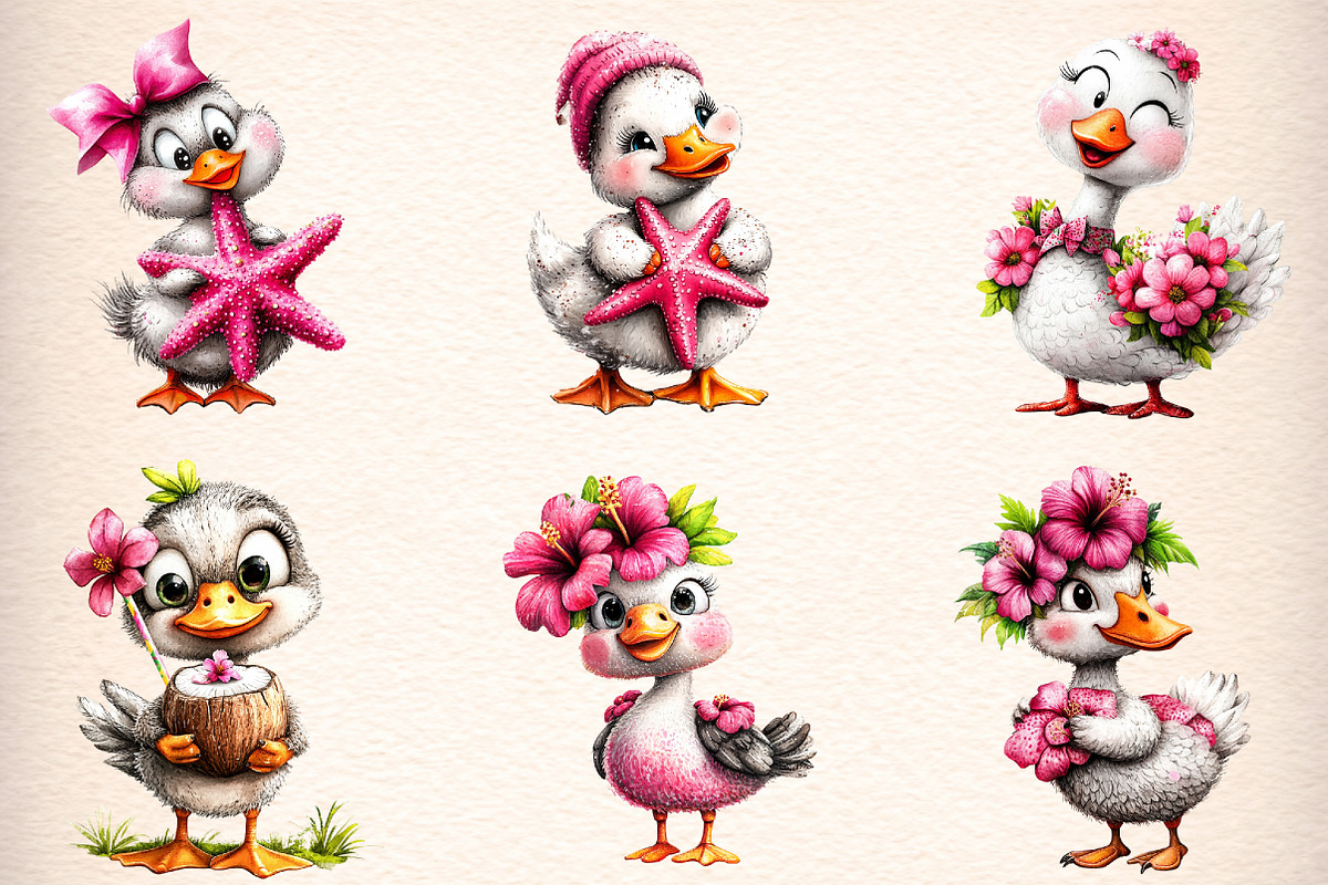whimsical summer goose clipart, an Illustration by GatewayDesign (Photo 3 of 9)