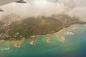 Flying Over Diamond Head Honolulu Hawaii, a Nature Photo by THP Creative