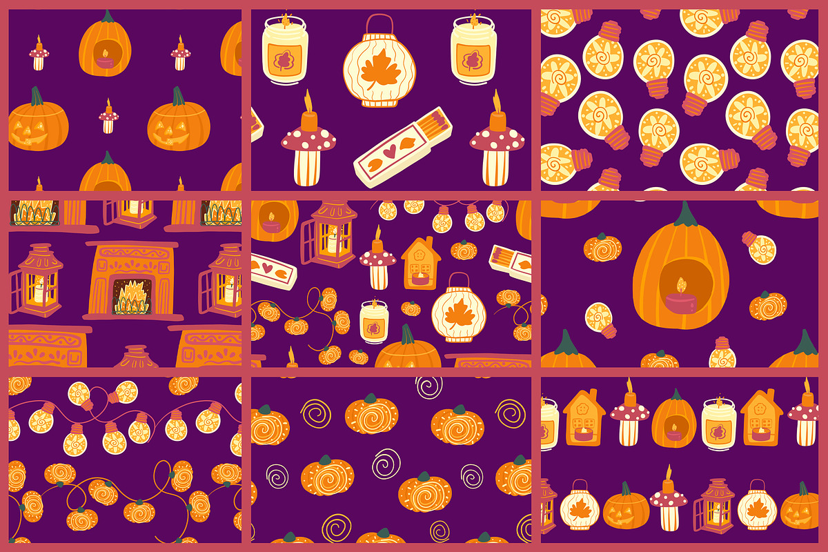 Halloween light clipart & patterns, a Seasonal Illustration by Carpet Tapete Pretzel (Photo 3 of 14)