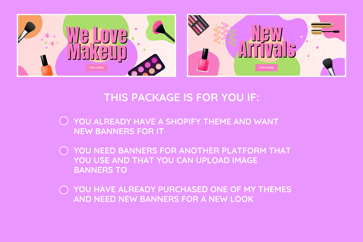 Cute Makeup Shop Banner Templates, a Shopify Template by SunshineStudioBoutique (Photo 5 of 8)