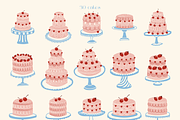 Vintage Cakes • vector collection, a Food Illustration by dariikos (Thumbnail 7 of 19)