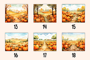 18 Watercolor Pumpkin Landscapes, a Seasonal Illustration by Dreamy Little Graphics (Thumbnail 5 of 5)