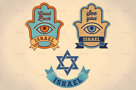 Israel good luck symbols (3x)