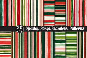 Holiday Stripe Seamless Patterns, a Pattern Graphic by Black Bird Studio