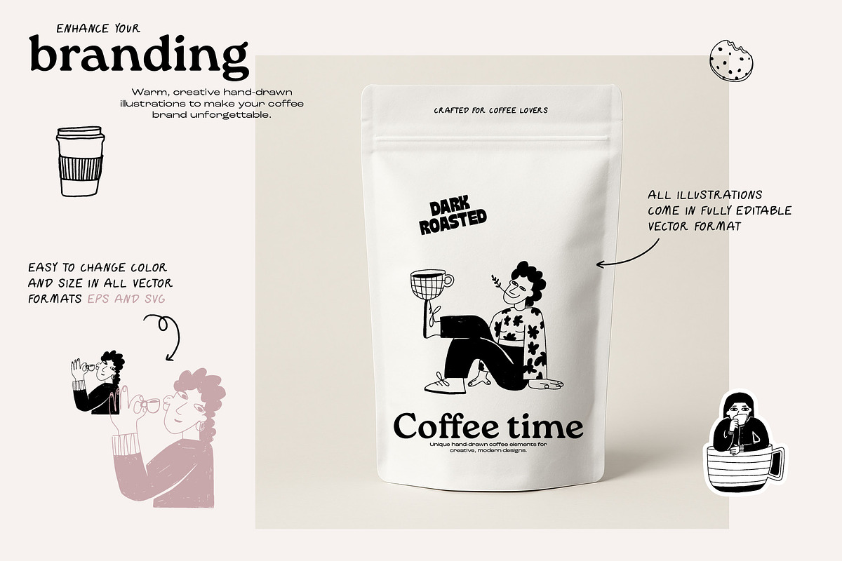 Coffee Time vector Illustrations, a Food Illustration by dicreate (Photo 6 of 14)