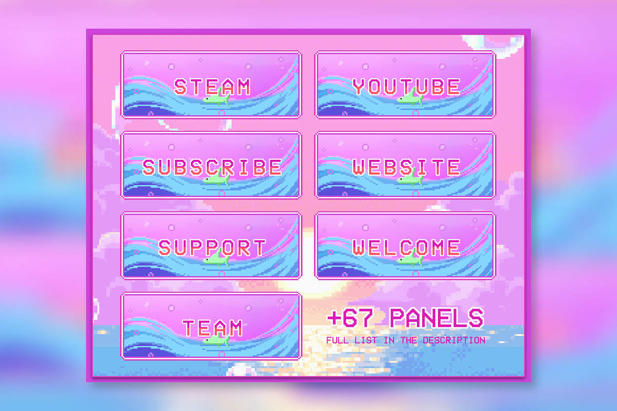 74x Ocean Pixel Panels for Twitch, an Illustration by Custom Fonts & Patterns (Photo 7 of 7)