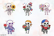 4th of July Skeleton Flower Clipart, a Seasonal Illustration by RobertsArt (Thumbnail 3 of 4)