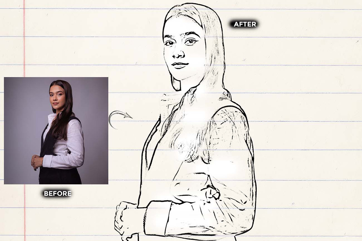GRAPHITE PENCIL SKETCH FX Ps Action, an Action Add-On by Studio Retouch (Photo 6 of 10)