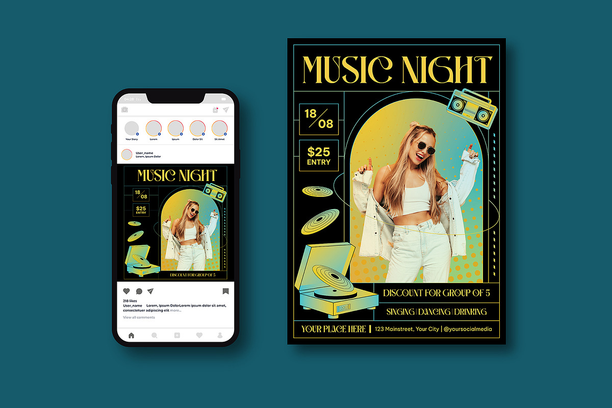 Music Night Flyer, a Flyer Template by iDoodle Studio
