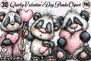Quirky Valentine's Day Panda Clipart, an Illustration by SVGArt (Thumbnail 1 of 8)