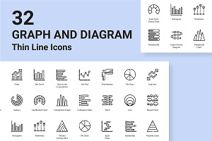 Graph And Diagram thin line icons