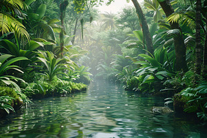 Green jungle with river, a Nature Photo by AlyaAnd