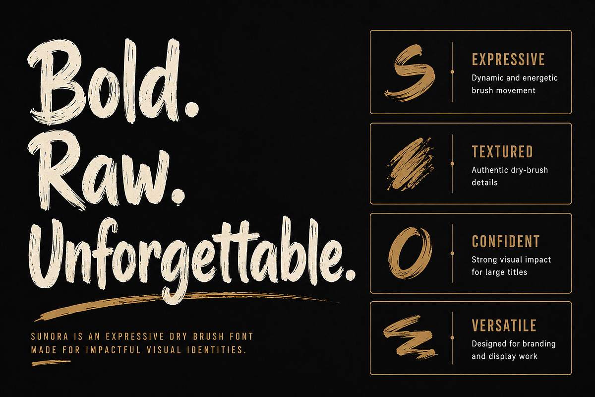 Sunora – Dry Brush Display Font, a Script Font by Wow Magic (Photo 3 of 4)