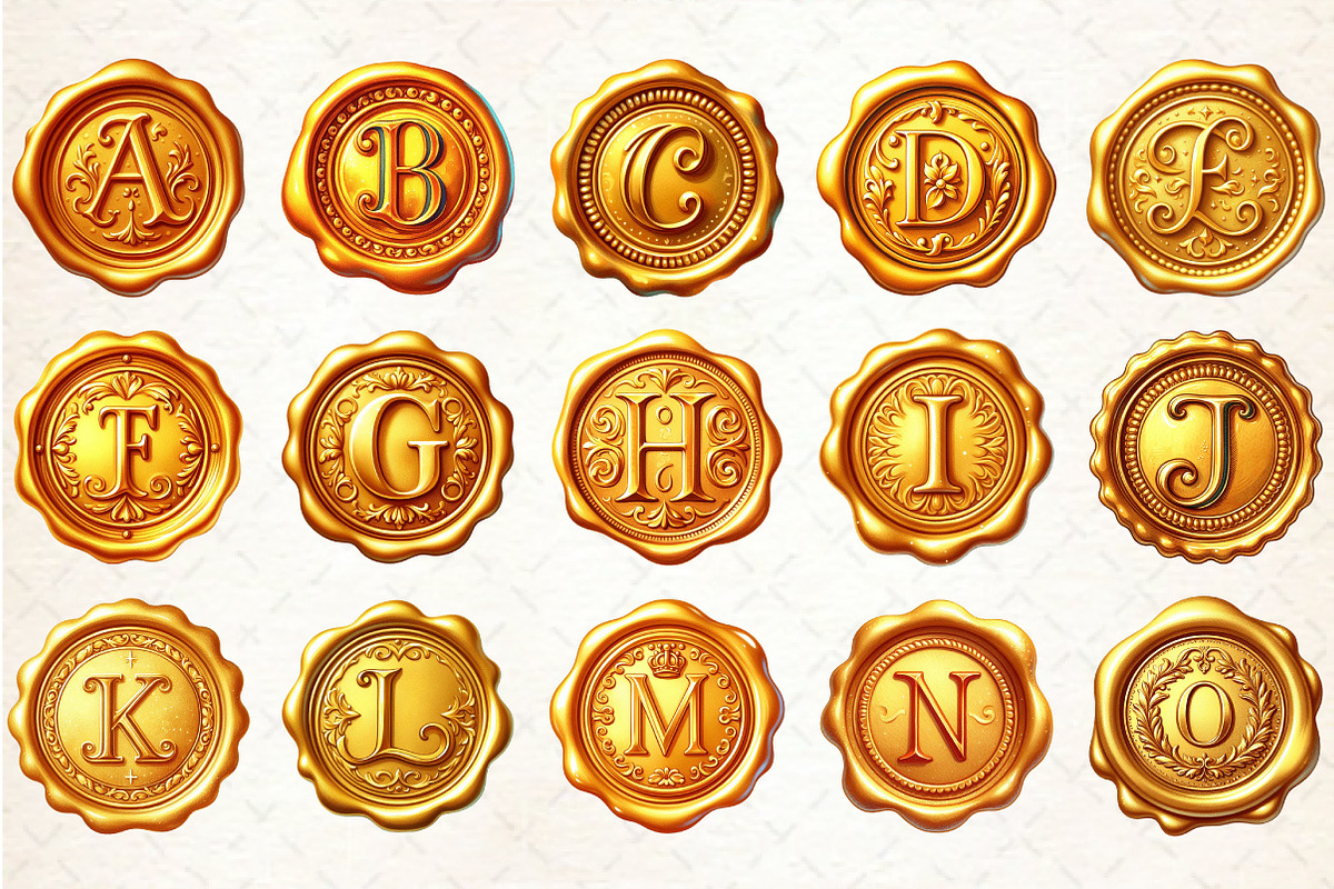 Gold Wax Stamp Letter Clipart, an Illustration by Rose Art (Photo 2 of 7)