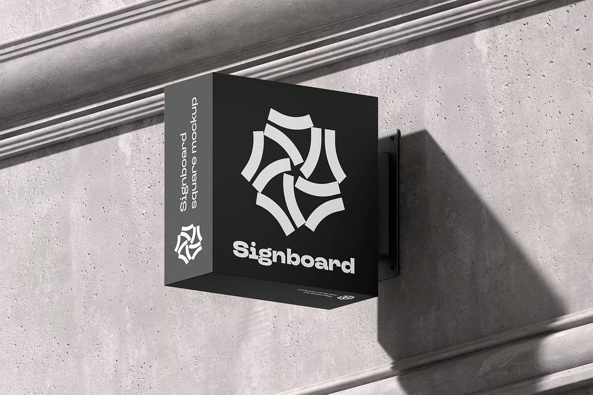 Signboard Square Mock-up, an Advertising Mockup by zippypixelstudio (Photo 10 of 15)