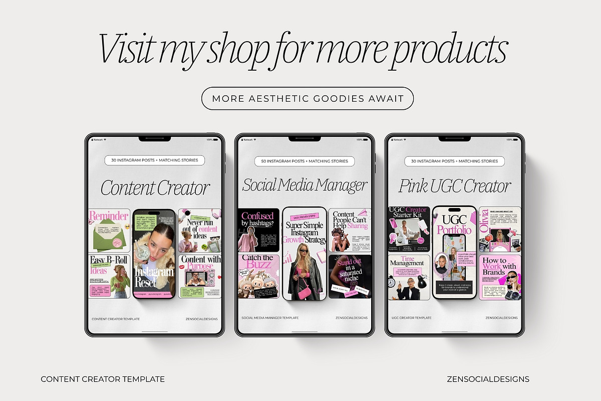 Content Creator Instagram Templates, a Social Media Template by ZenSocialDesigns (Photo 9 of 9)