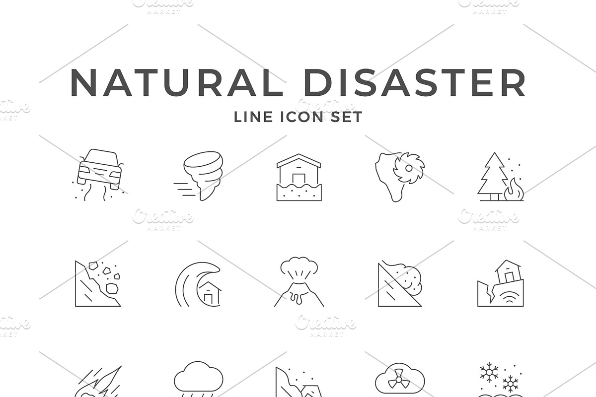 Set line icons of natural disaster, an Outline Icon by motorama (Photo 1 of 2)