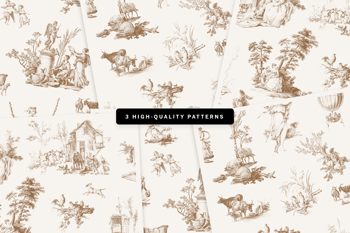 Chinoiserie Toile Seamless Patterns, a Pattern Graphic by Century Library (Photo 2 of 8)