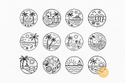 Beach Scene Bundle, Summer Line Art, a Seasonal Illustration by Pretty Meerkat (Thumbnail 2 of 7)
