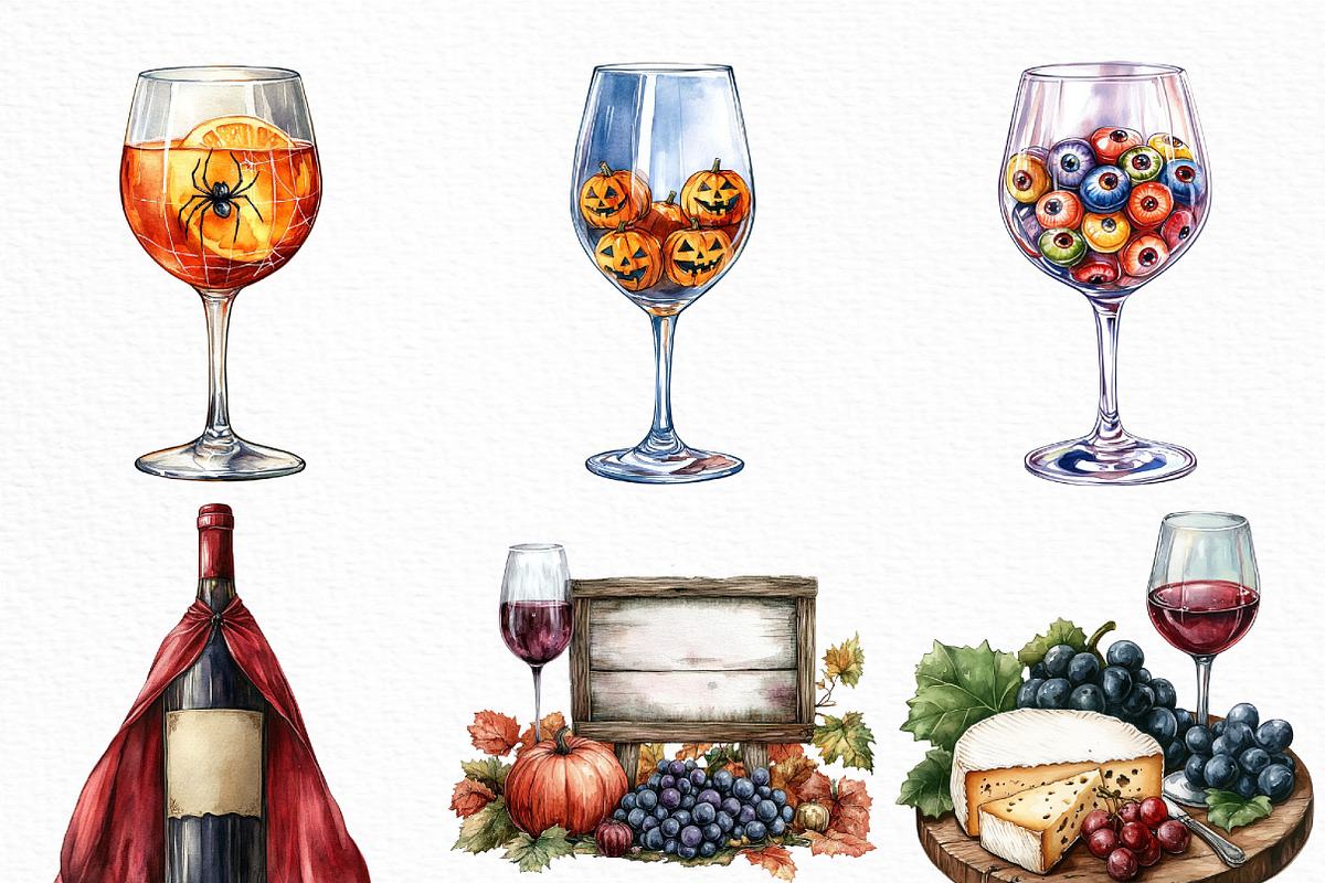 Watercolor Halloween Wine Tasting, an Illustration by Craft Nest (Photo 4 of 6)