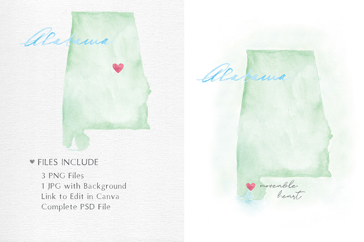Watercolor Map of Alabma, a Graphic by Beloved Paper (Photo 3 of 6)