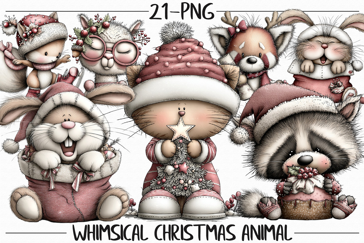 Whimsical Christmas Animal 21 PNG, an Animal Illustration by Libby Wishes (Photo 1 of 7)