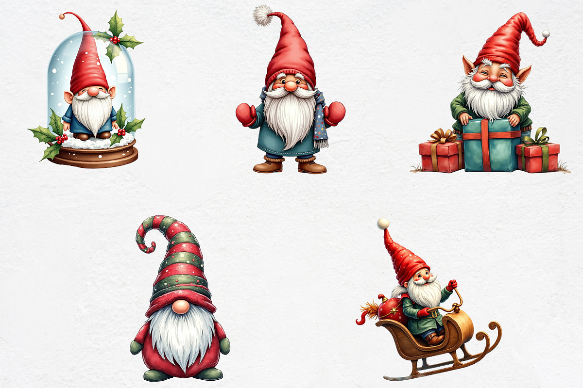 Lridescent Christmas Gnome Clipart, an Illustration by CrexoraLab (Photo 4 of 5)
