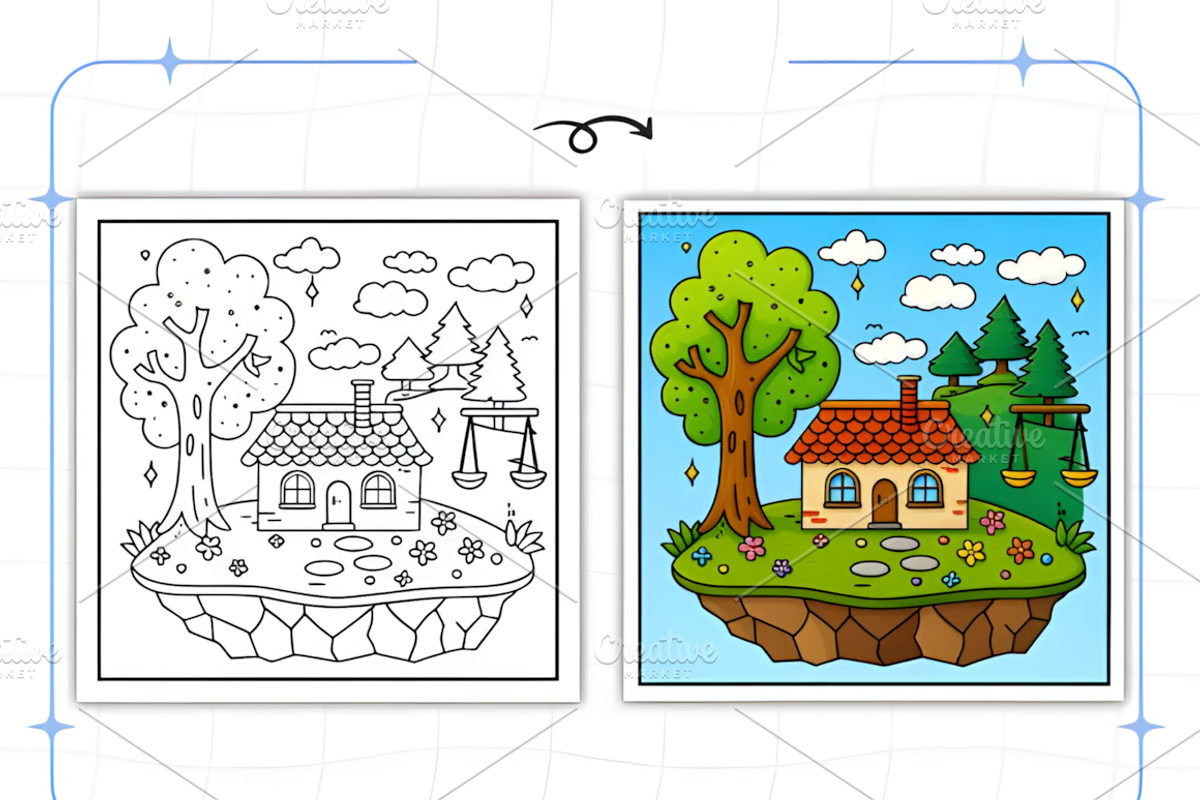 Whimsical Cozy Worlds Coloring Book, a Decorative Illustration by Design Station (Photo 5 of 8)