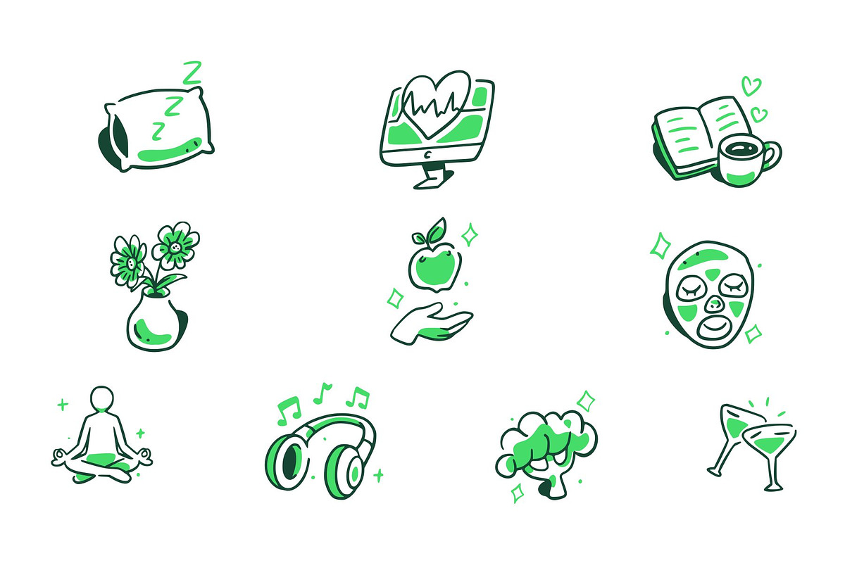 Health & Wellness Doodle Icon Set, an Object Illustration by SLAB! Design (Photo 2 of 3)