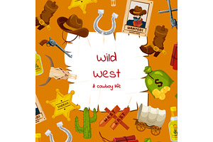 Vector Cartoon Wild West Elements