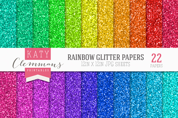 Rainbow Glitter Papers bumper pack preview 5