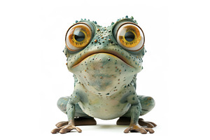 Cute cartoon-style frog with big, an Animal Photo by piter.goskov