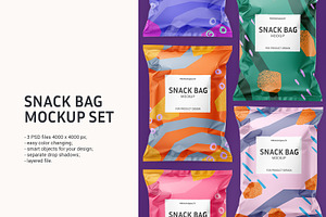 Snack bag mockup set, a Packaging Mockup by ShooShooShop