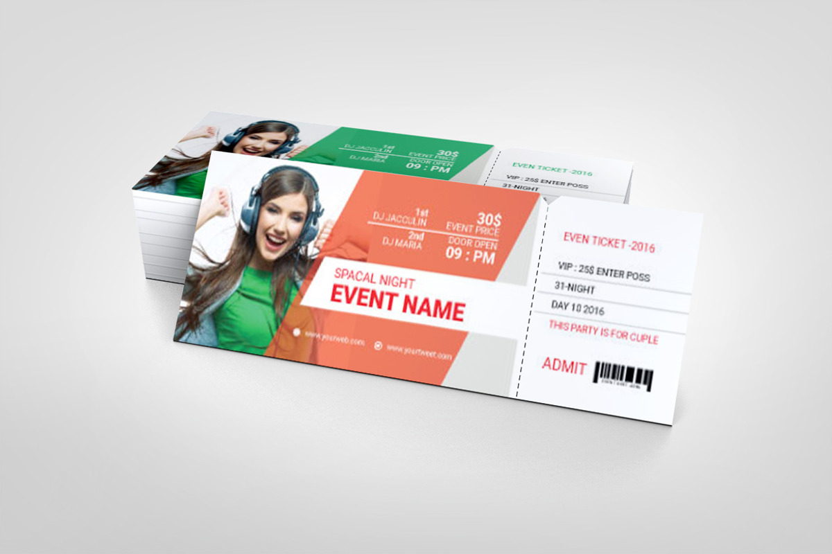 Concert Event Ticket Template, a Card Template by BrandlyTemplate (Photo 2 of 3)