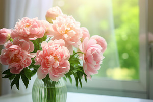 Bouquet of beautiful peony flowers in vase, a Nature Photo by AlyaAnd