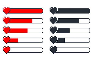 Pixel game lifebar in form of 8bit, a Technology Illustration by Vectorbuum