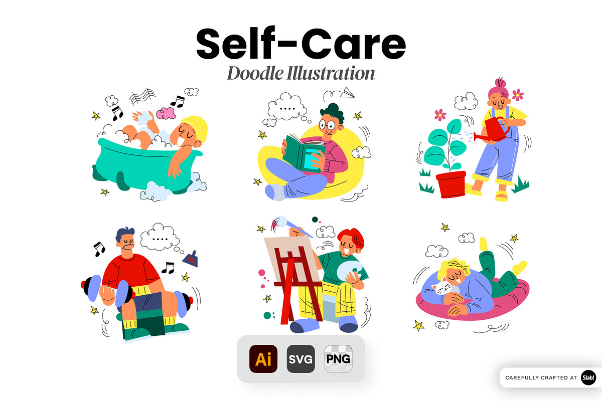 Self-Care Doodle Illustration, a Person Illustration by SLAB! Design (Photo 1 of 3)