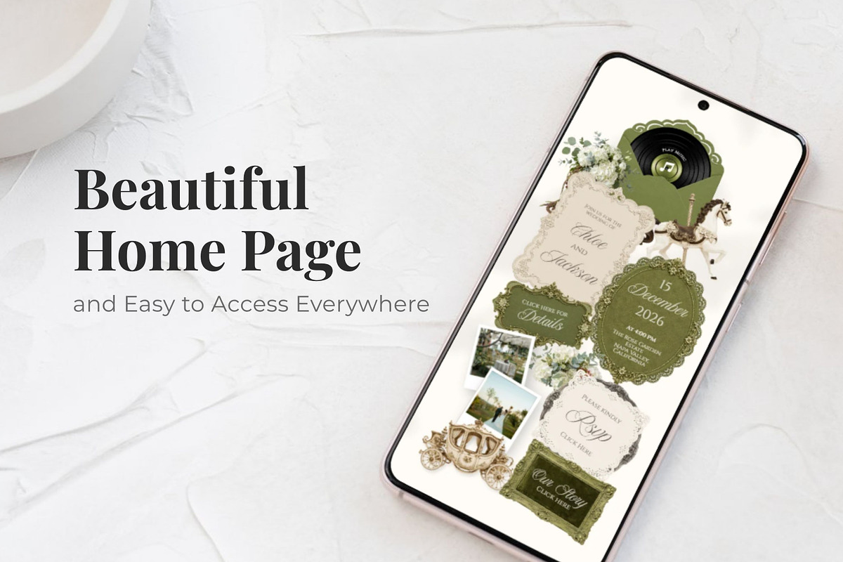 Vintage Green Wedding Website, a Landing Page Template by Everyday Perfection (Photo 2 of 13)
