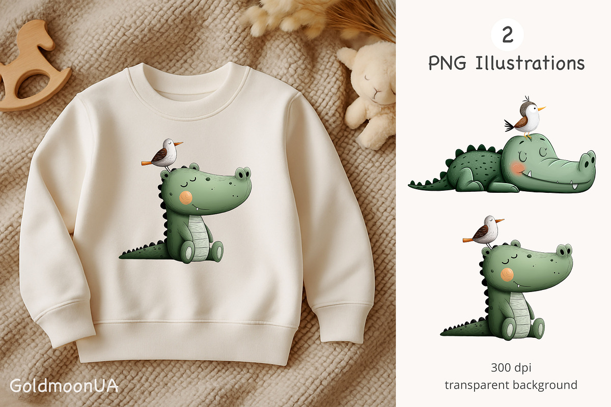 Crocodile Dreams Patterns & Clipart, an Animal Illustration by GoldmoonUA (Photo 3 of 5)