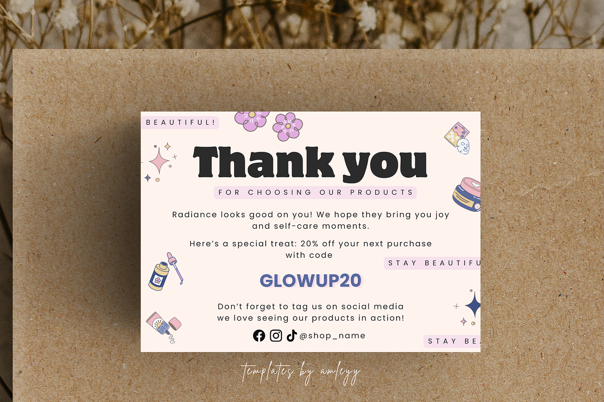 Elegant Beauty & Skincare Thank You, a Card Template by Elegant_Studio44 (Photo 5 of 6)