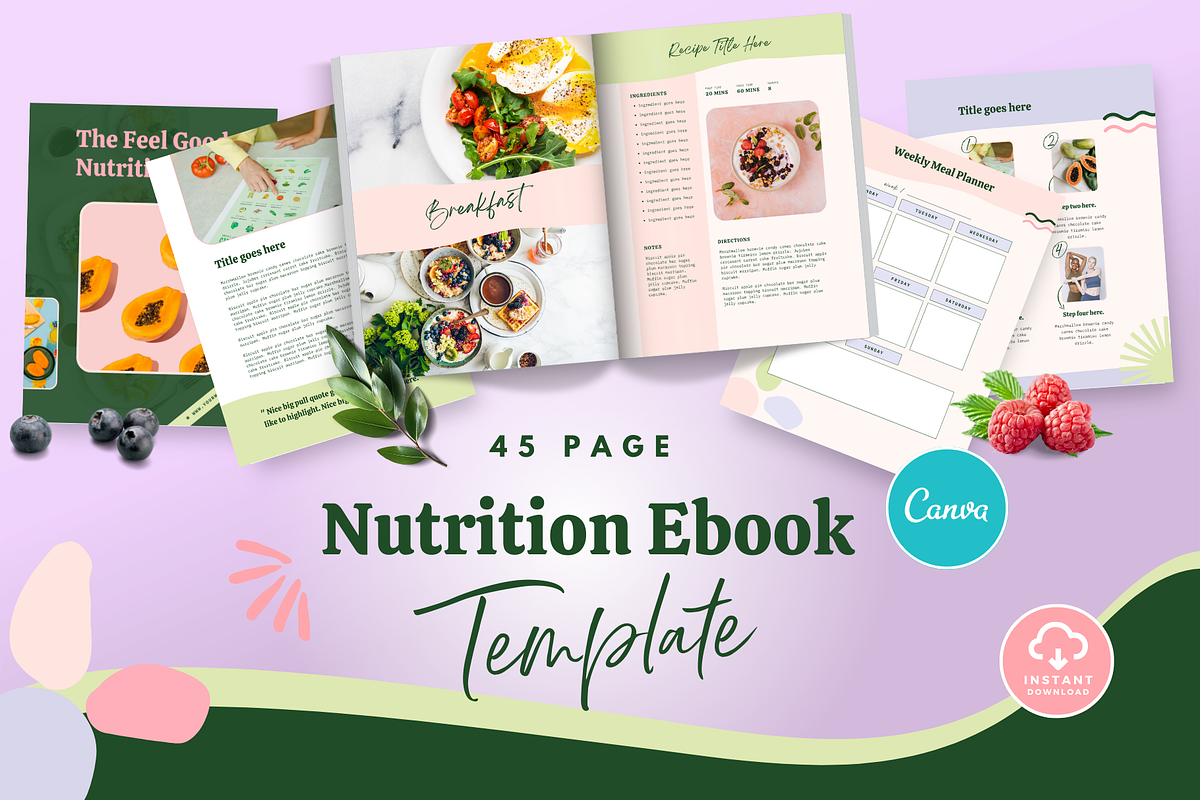Canva Ebook Template - Health Coach, a Marketing Template by Kurly Creative (Photo 1 of 11)
