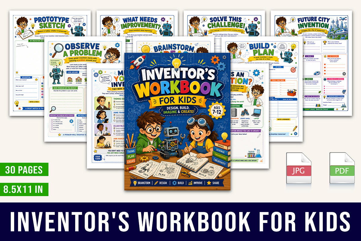 Inventor's Workbook for Kids, a Stationery Template by Designmela01 (Photo 1 of 5)