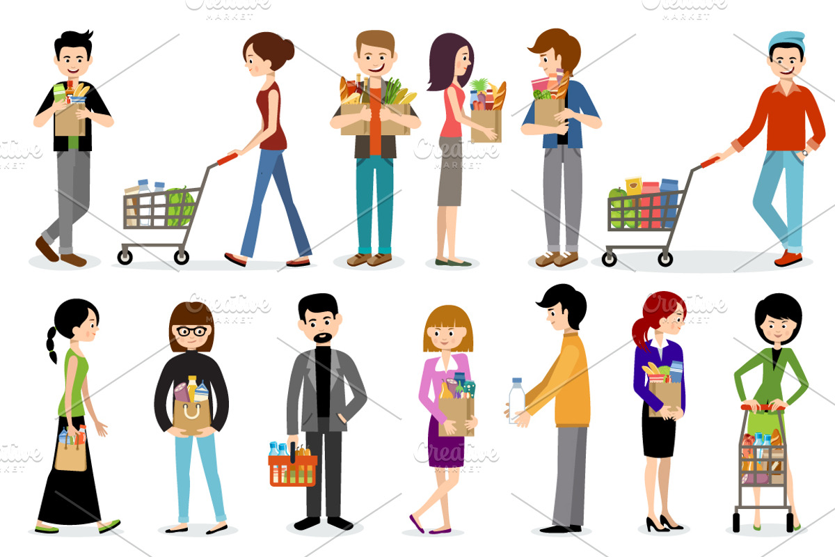 People in a supermarket, a Food Illustration by Gurza SHOP (Photo 2 of 6)