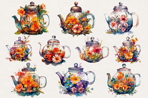 Watercolor Tea Time Clipart