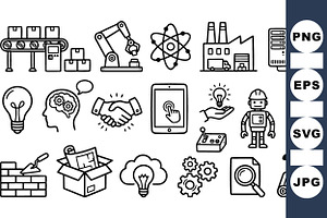 Industrial Technology Icon Set, an Illustration by designvectx
