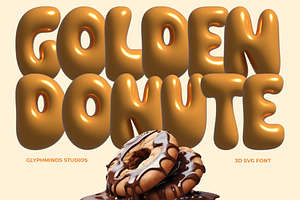 Golden Donut - 3D SVG Font, a Symbol Font by Glyphminds Studios