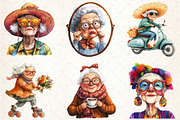 Funny Old Ladies Sublimation Clipart, a Seasonal Illustration by Rose Art (Thumbnail 3 of 4)