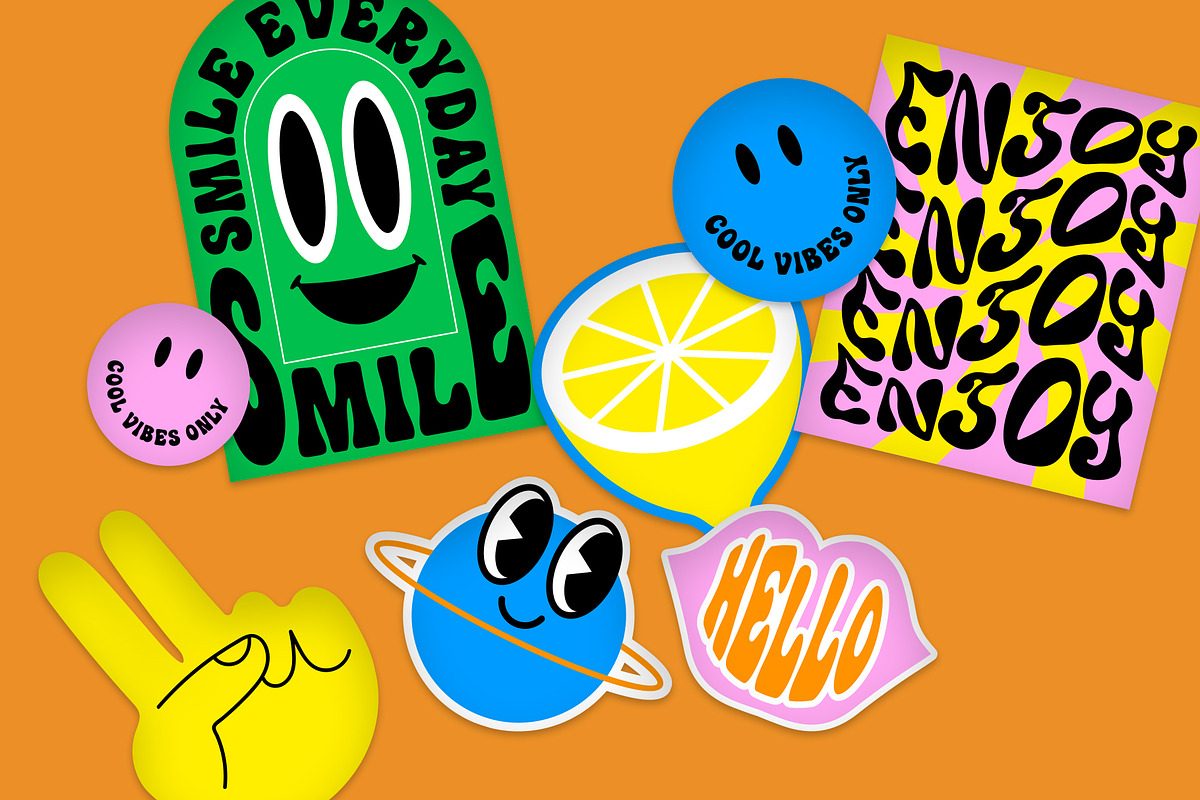 Retro Cartoon Label Pack